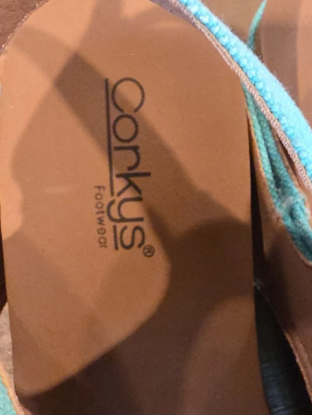 Corkys Turquoise Canvas Slingback Wedge Sandals